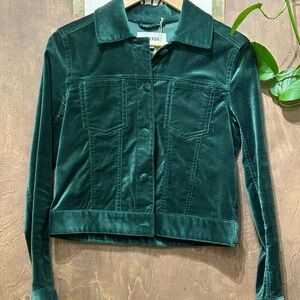 ASOS WEEKDAY Forest Green Velvet Trucker-Style Jacket